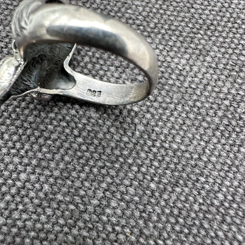 925 Sterling Silver‎ Mare & Foal Statement Ring Size 6.5 Equestrian Western